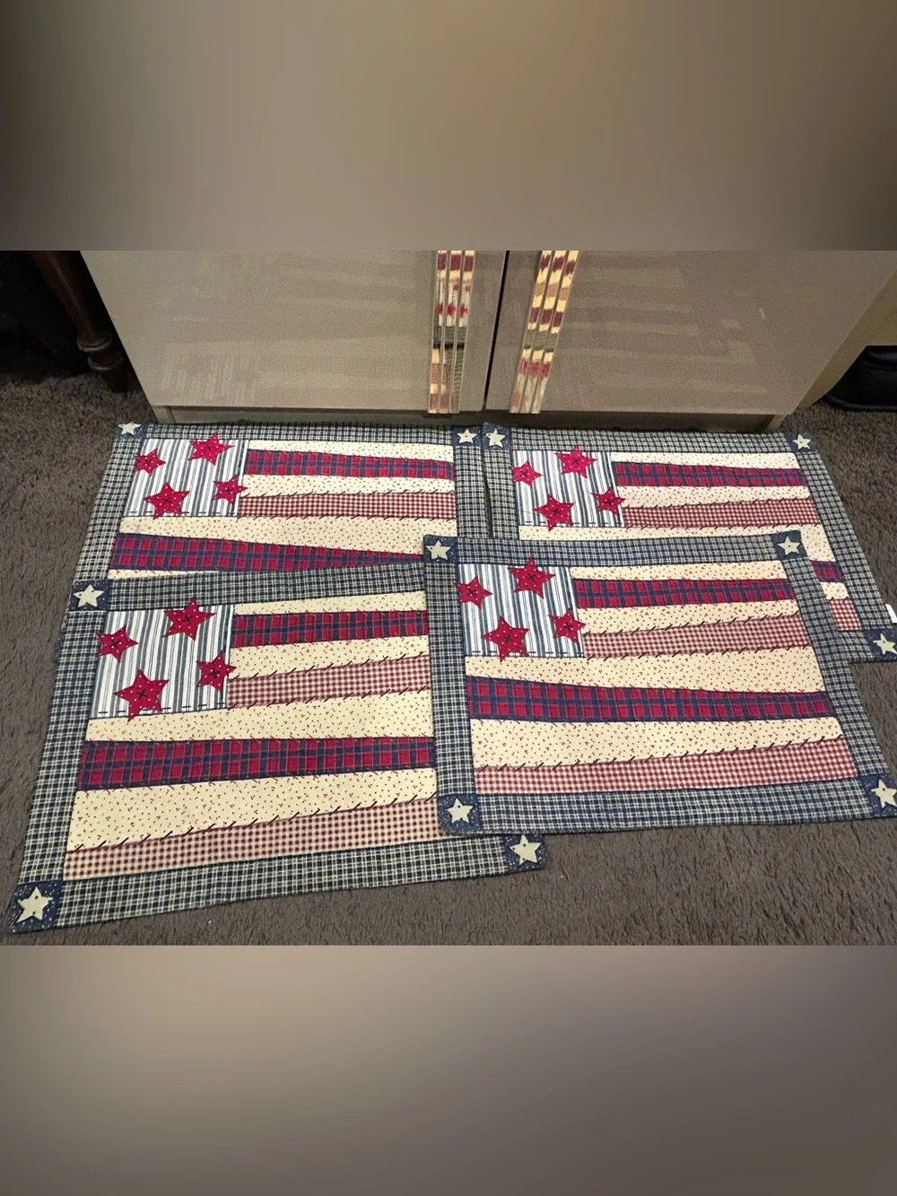 💙Set 4 Platemat quilt patchwork star flag🇺🇸